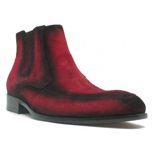 Carrucci Red Genuine Suede Chelsea Boots KB478-107S